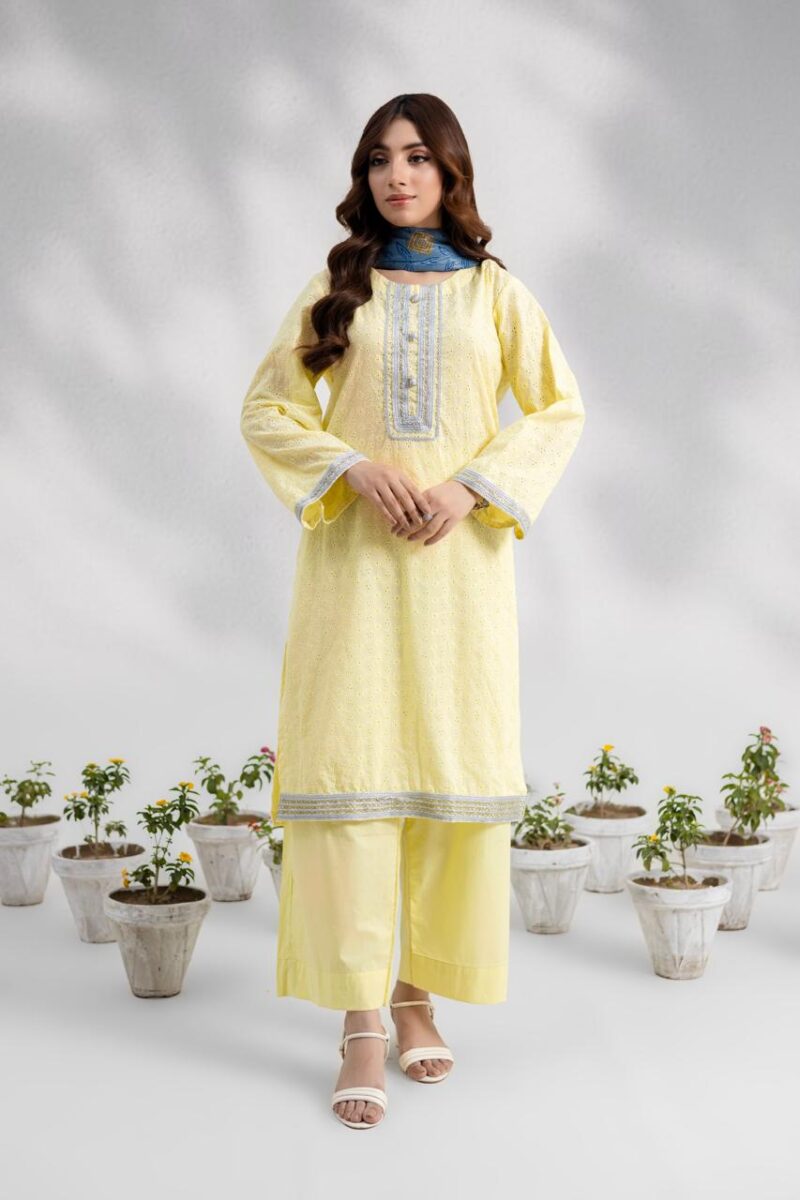 Yellow Chikankari 3-Piece Suit