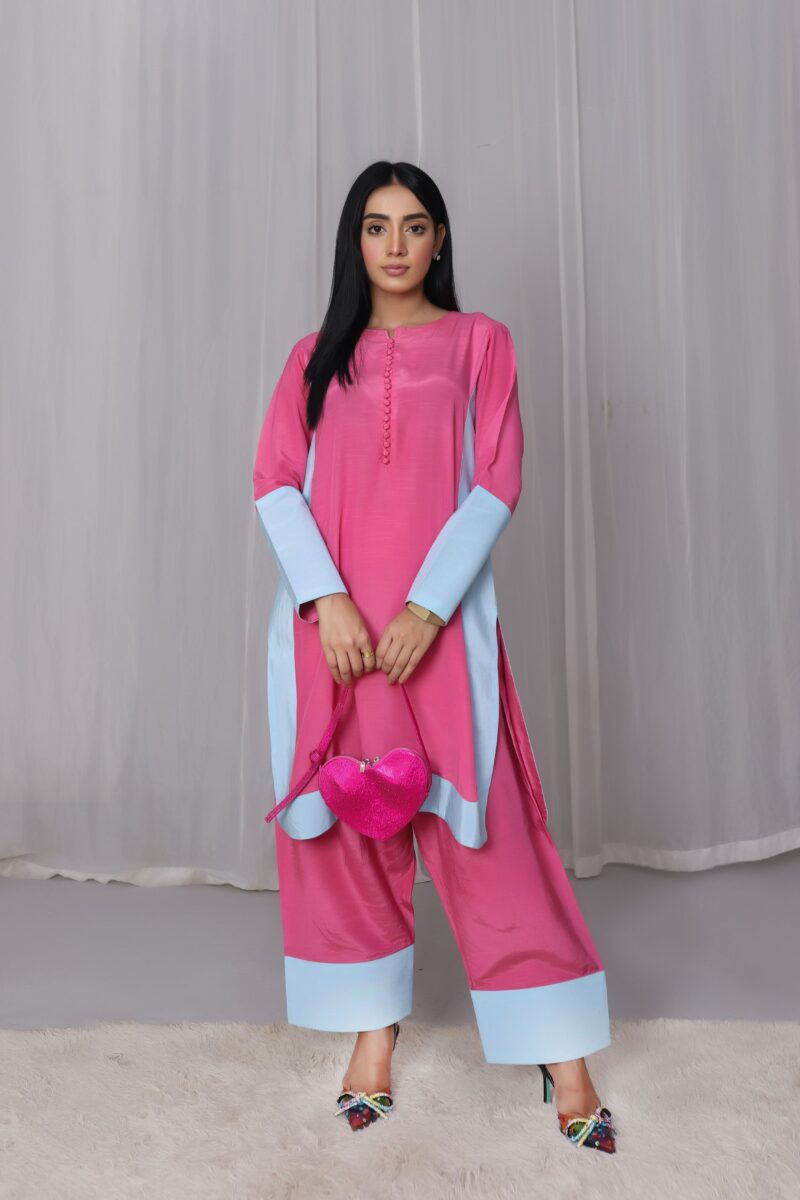 Alishay Korean Raw Silk Color Block Set